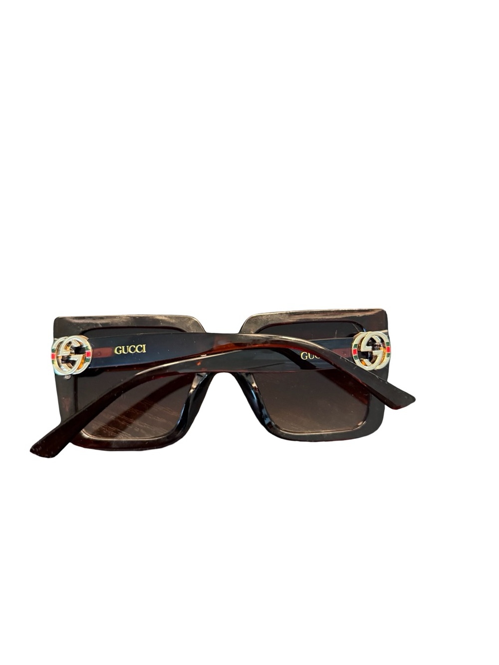 Gucci Women's Amber Brown Oversized Square Sunglasses - Picture 2 of 6